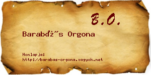 Barabás Orgona névjegykártya